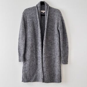 Loft Alpaca & Merino Wool Long Gray Shawl Collar Open Cardigan